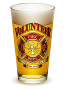 Volunteer Firefighter 16oz Pint Glass Glass Set