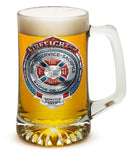 Fire Honor Service Sacrifice Chrome Badge Firefighter 25oz Tankard Glass Set