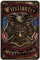 Firefighter Brotherhood Double Flag Aluminium Sign Decor