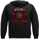 Firefighter Red Wings Rise Above Fear Silver Foil Premium Hooded Sweat Shirt