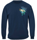 Wicked Fish Striped Bass With Popper Air Born Premium Hooded Sweat Shirt