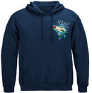Wicked Fish Striped Bass With Popper Air Born Premium Hooded Sweat Shirt