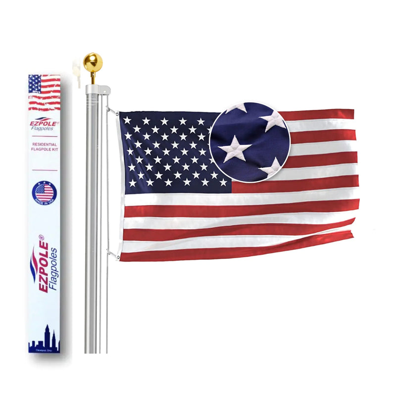 All American Series - 25’ Tapered Sectional Fagpole kit w/ 4’x6’ USA Flag