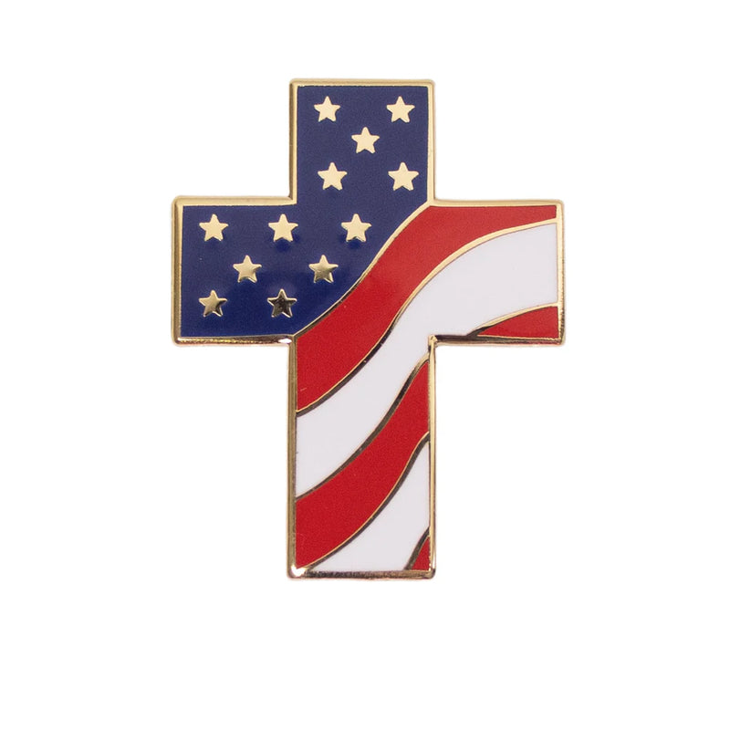 LAPEL PIN: CROSS WITH FLAG