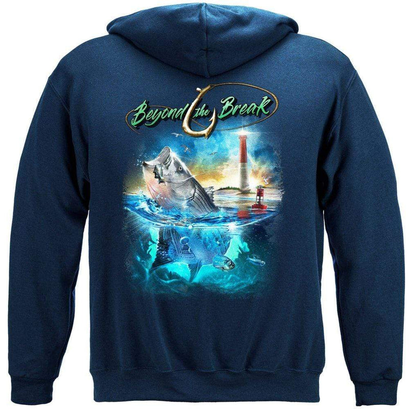 Striped Bass Fish Beyond The Break Premium Hooded Sweat Shirt