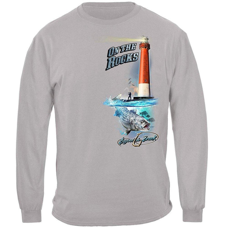On the Rocks Striped Bass Sea Bass Black Fish Premium Hooded Sweat Shirt