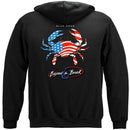 Patriotic Blue Claw Crab Premium Hooded Sweat Shirt