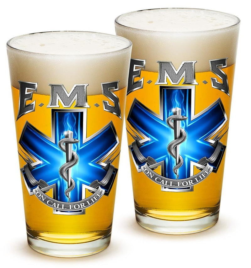 EMS On Call For Life 16oz Pint Glass Glass Set