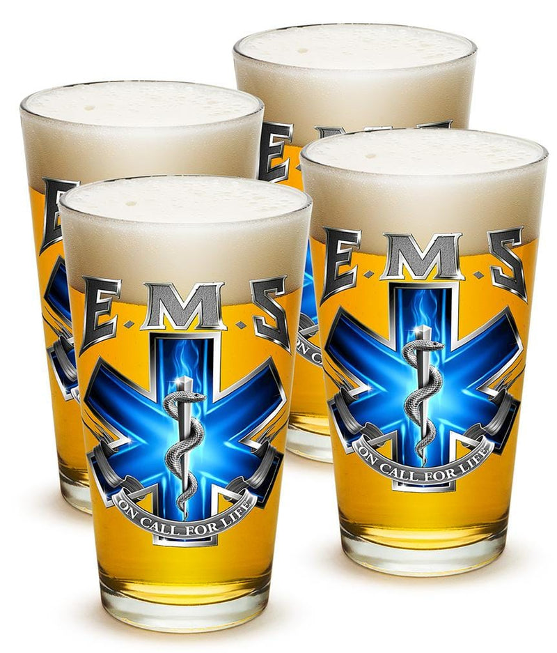 EMS On Call For Life 16oz Pint Glass Glass Set