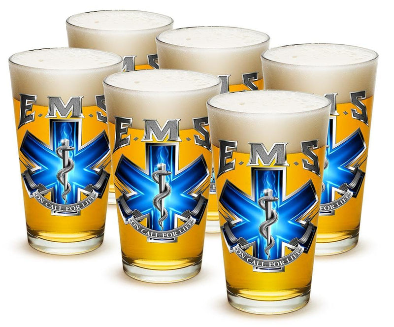 EMS On Call For Life 16oz Pint Glass Glass Set