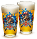 First In Last Out Firefighter 16oz Pint Glass Glass Set