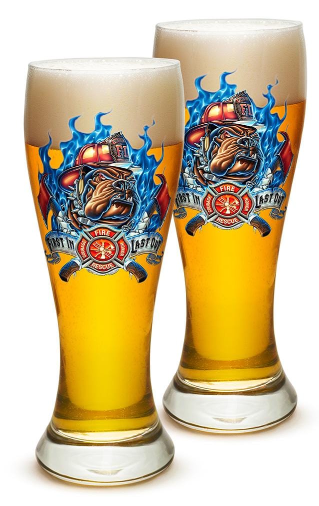 First In Last Out Firefighter 23oz Pilsner Glass Glass Set