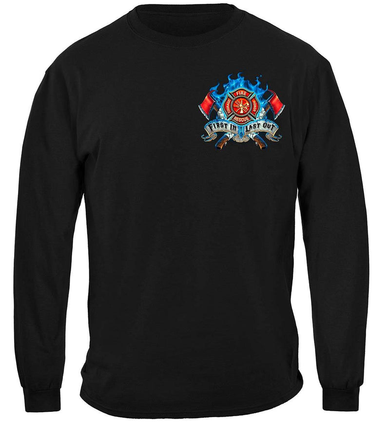 Firefighter Fire Dog First in Last Out Premium Hooded Sweat Shirt