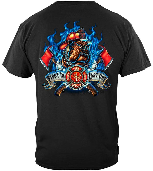 Firefighter Fire Dog First in Last Out Premium T-Shirt