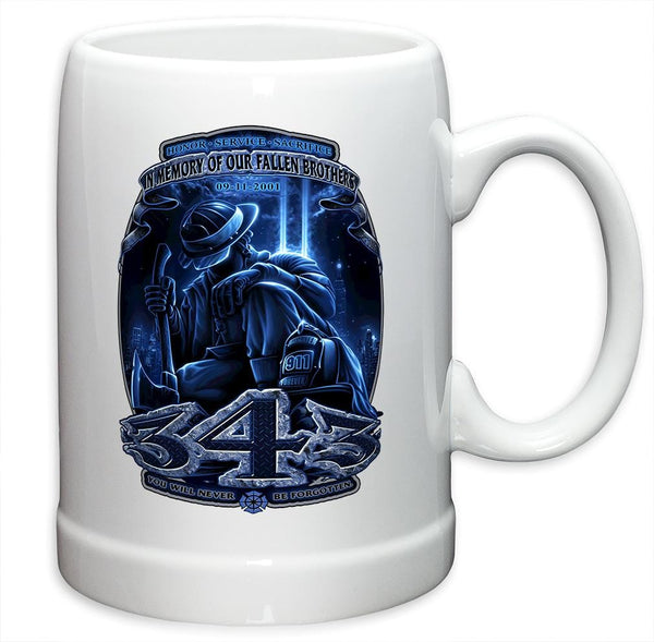 Firefighter 343 You Will Never Be Forgotten Stoneware White Coffee Mug Gift Set