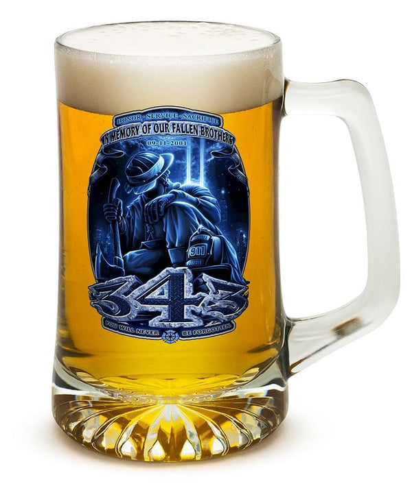 343 You Will Never Be Forgotten Firefighter 911 25oz Tankard Glass Set