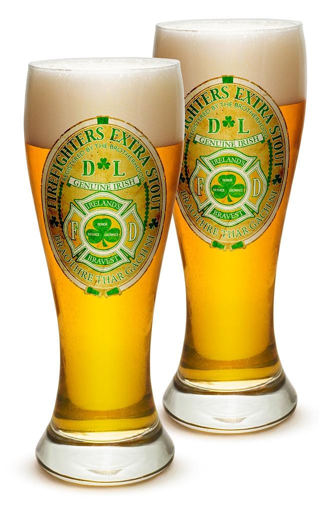 Firefighter Irelands  Iriah Bravest 23oz Pilsner Glass Glass Set