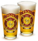 Volunteer Firefighter 16oz Pint Glass Glass Set