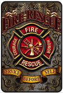 Fire Rescue Courage Honor Firefighter Aluminium Sign Decor