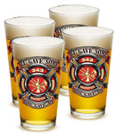 Fire Honor Courage Sacrifice 343 badge Firefighter 16oz Pint Glass Glass Set