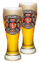 Fire Honor Courage Sacrifice 343 badge Firefighter 23oz Pilsner Glass Glass Set