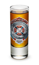 Fire Honor Service Sacrifice Chrome Badge Firefighter 2oz Shooter Shot Glass Glass Set