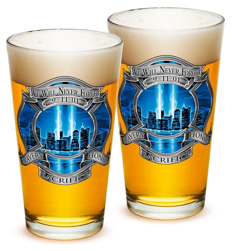 911 Firefighter Blue Skies 16oz Pint Glass Glass Set
