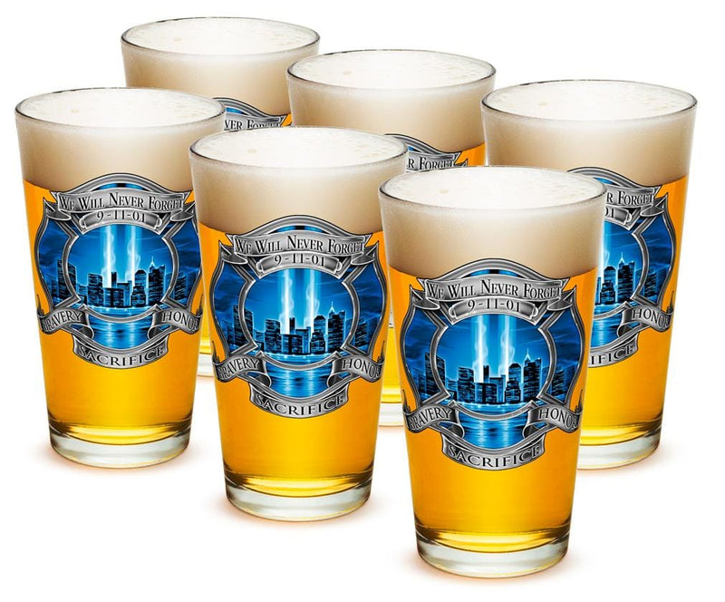 911 Firefighter Blue Skies 16oz Pint Glass Glass Set
