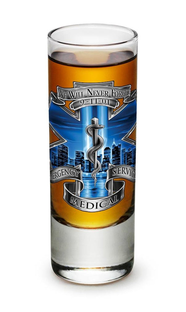 911 EMS Blue Skies 2oz Shooter Shot Glass Glass Set