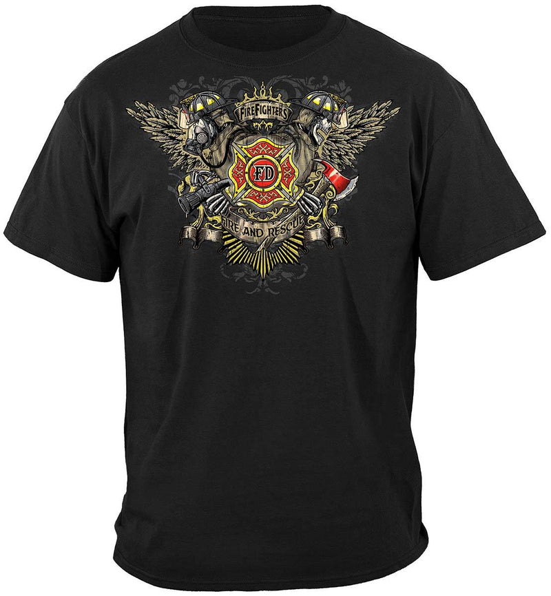 Firefighter Skull Wings Full Premium Hooded Sweat Shirt