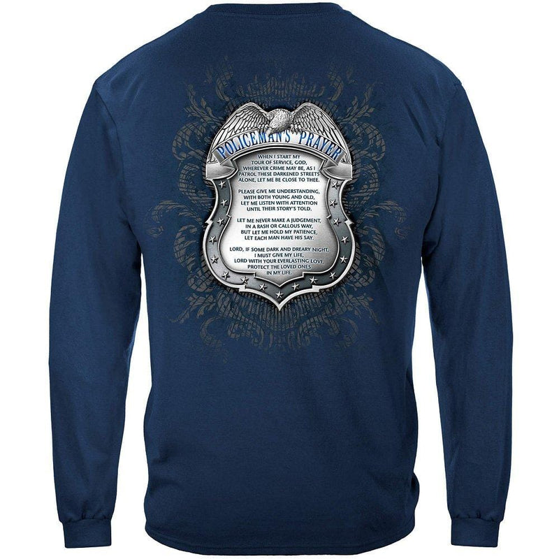 Policeman's Chrome Badge With Policeman's Prayer Premium T-Shirt