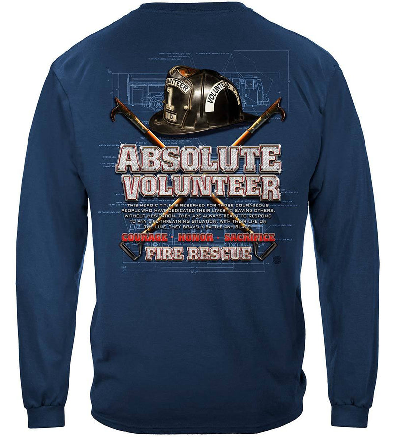 Absolute Volunteer Firefighter Blue Print Premium Long Sleeves