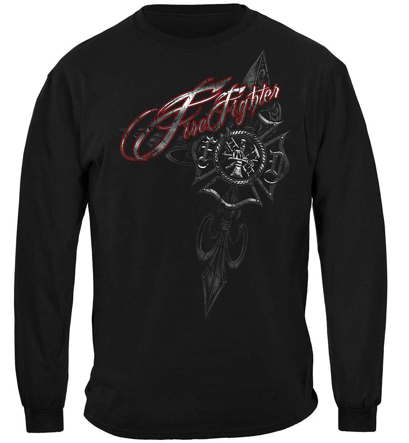 Firefighter Red Script Red Foil Premium Long Sleeves