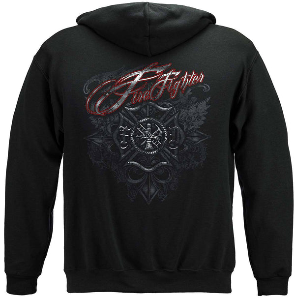 Firefighter Red Script Red Foil Premium Long Sleeves