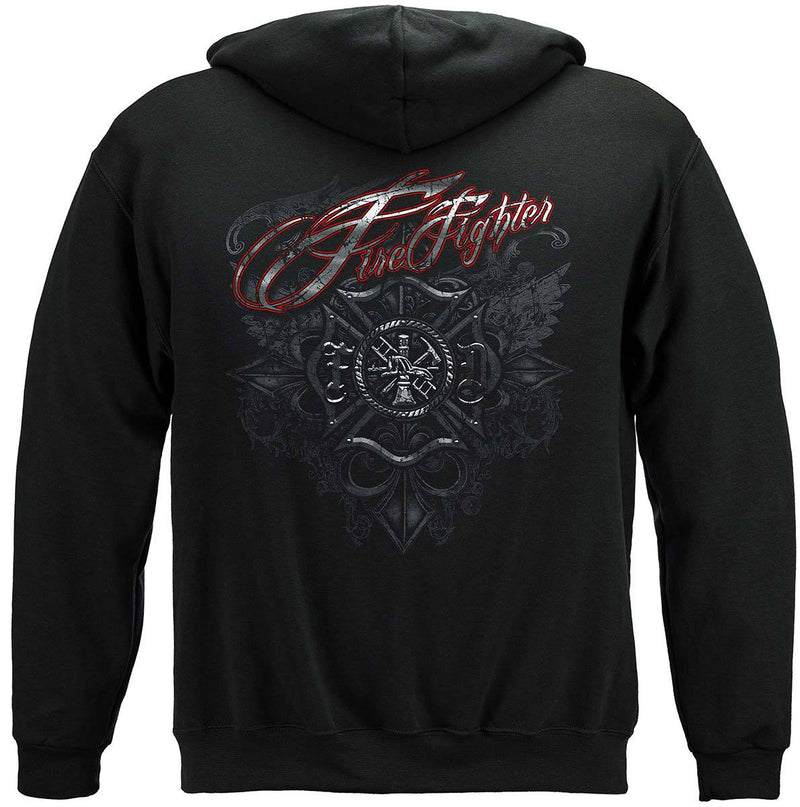 Firefighter Red Script Red Foil Premium Long Sleeves