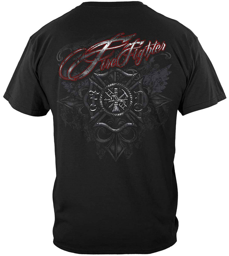 Firefighter Red Script Red Foil Premium Long Sleeves