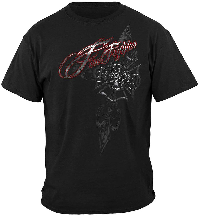 Firefighter Red Script Red Foil Premium Long Sleeves