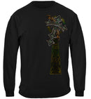Firefighter Irish Celtic Cross Green Foil Premium T-Shirt