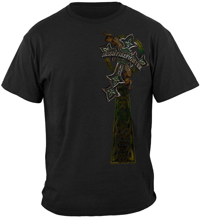 Firefighter Irish Celtic Cross Green Foil Premium Hooded Sweat Shirt