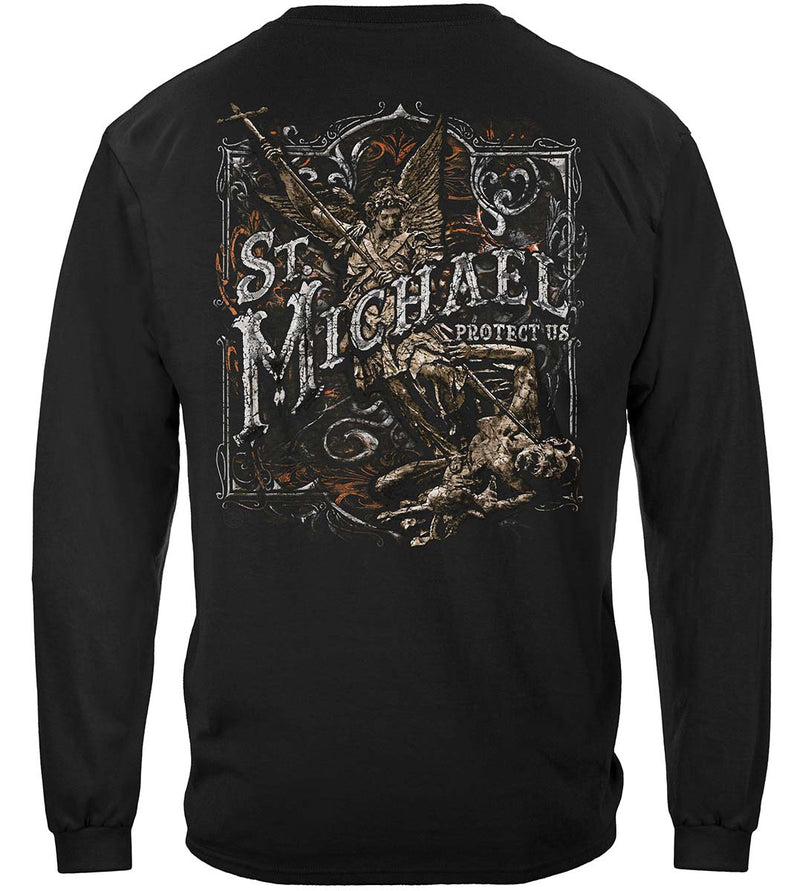 Firefighter St. Michael's Protect Us Silver Foil Premium T-Shirt