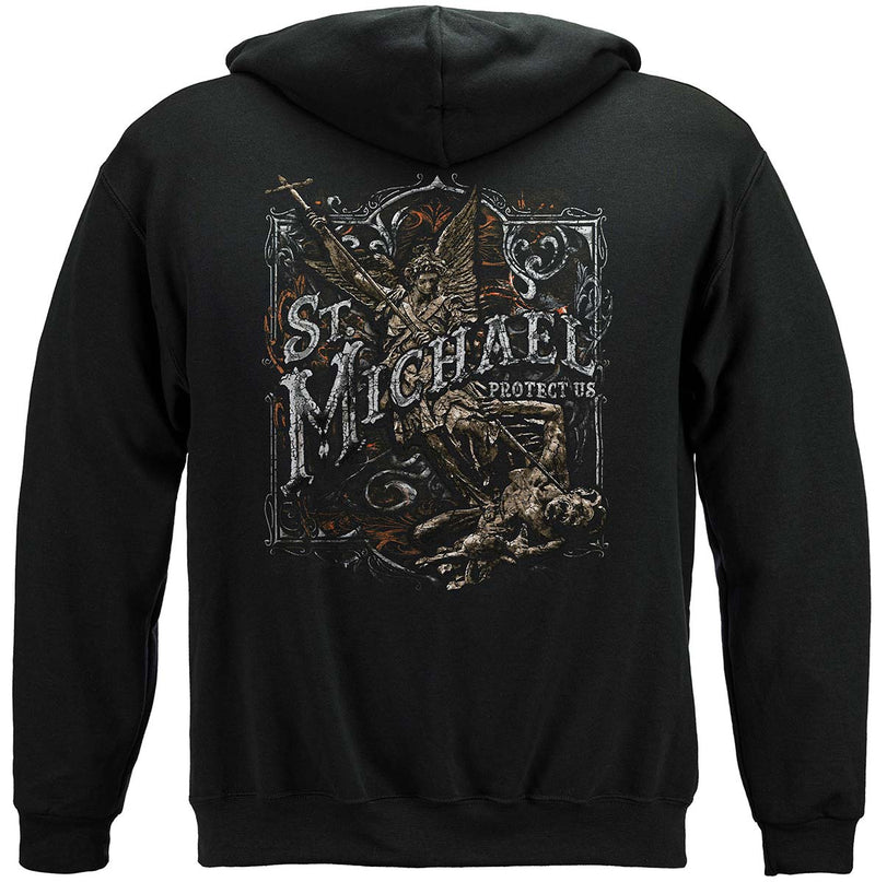 Firefighter St. Michael's Protect Us Silver Foil Premium T-Shirt