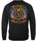 Firefighter Double Flagged Brotherhood Distressed Gold Foil Premium Hooded Sweat Shirt