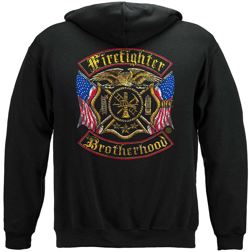 Firefighter Double Flagged Brotherhood Distressed Gold Foil Premium Long Sleeves