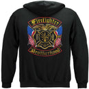 Firefighter Double Flagged Brotherhood Distressed Gold Foil Premium Hooded Sweat Shirt