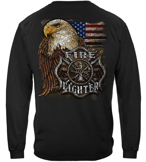 Firefighter Eagle And Flag Premium Long Sleeves