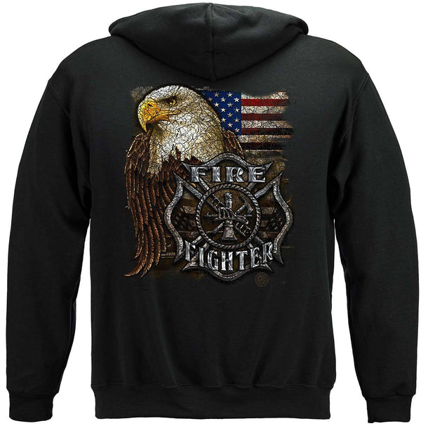 Firefighter Eagle And Flag Premium Hooded Sweat Shirt