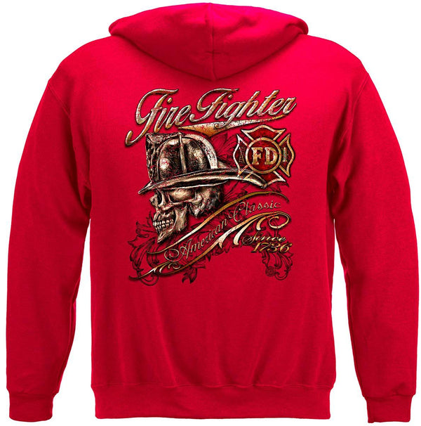 Firefighter Skull American Classic Premium Hooded Sweat Shirt