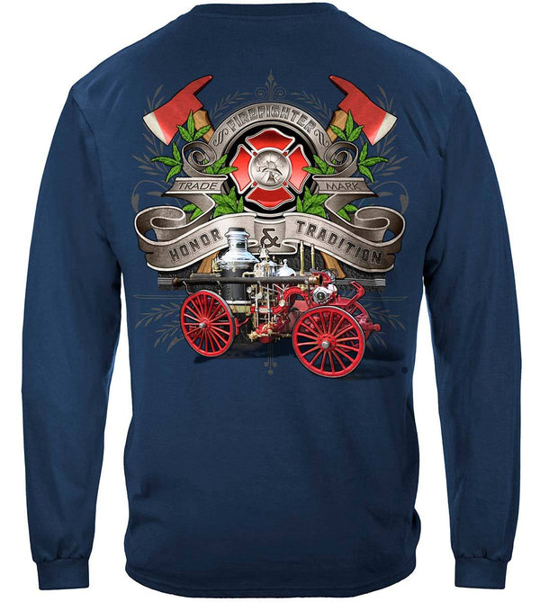 Firefighter Traditional Anique Pump Truck Premium Long Sleeves