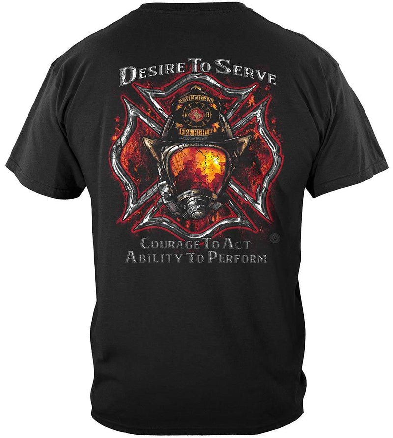 Firefighter Desire To Serve Silver Foil Premium Hooded Sweat Shirt