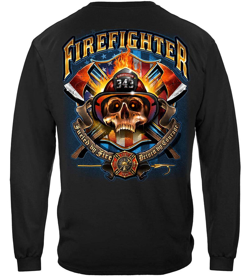Firefighter Patriotic Patriot Skull Premium Long Sleeves